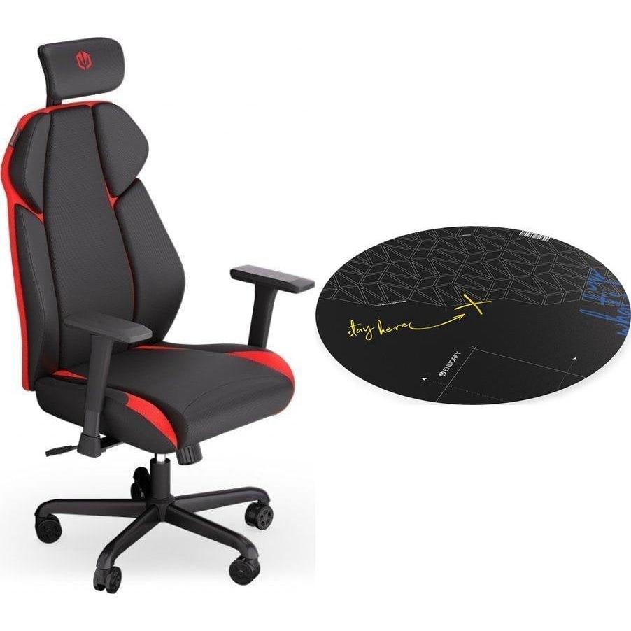 Morele Fotel Endorfy Fotel Endorfy Meta RD czarno-czerwony (EY8A006) + Floor Pad FP110C, Sedia gaming, Rosso, Nero