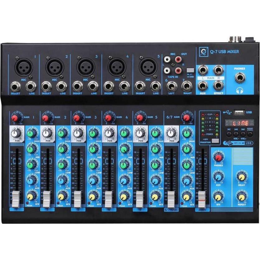 Oqan Mixer Disc Jockey Q7 USB MK2, Mixer audio