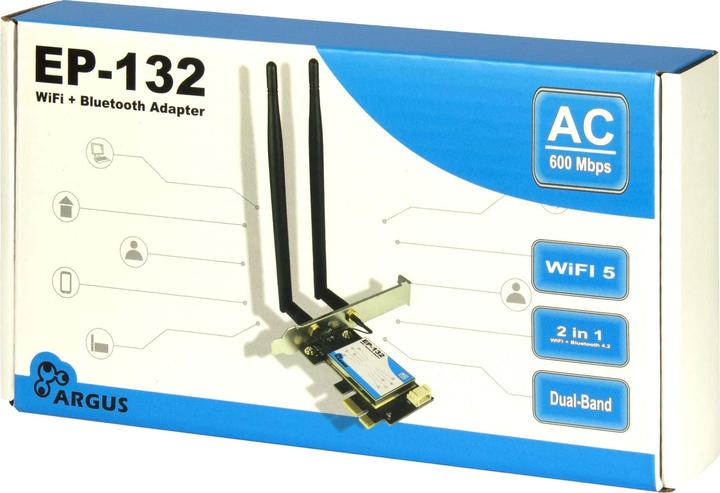Immagine prodotto Intertech Adattatore Wi-Fi 5 PCIe EP-132 Antenna, Bluetooth 4.2 (PCIe)