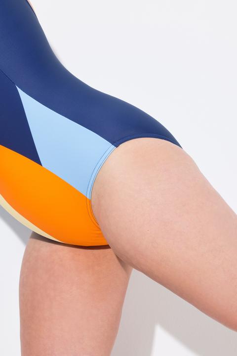 Immagine prodotto Ulla Popken Costume da bagno senza coppe con color blocking e scollo rotondo (50, 52)