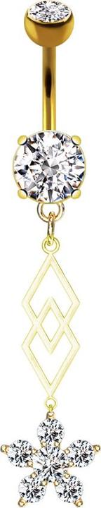 Immagine prodotto Star Piercing Banana placcata oro 14k con due sfere di cristallo ciondolo in argento due diamanti fiore di (Ottone, Acciaio chirurgico 316L)