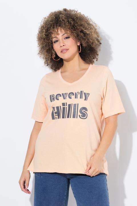 Immagine prodotto Ulla Popken T-shirt classica con Beverly Hills, scollo a V e mezze maniche (50, 52)