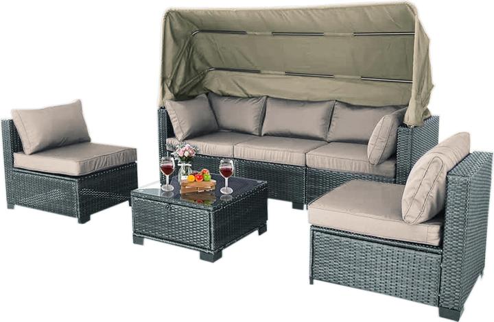 Loungemöbel Grau/Beige 6-teiliges Set