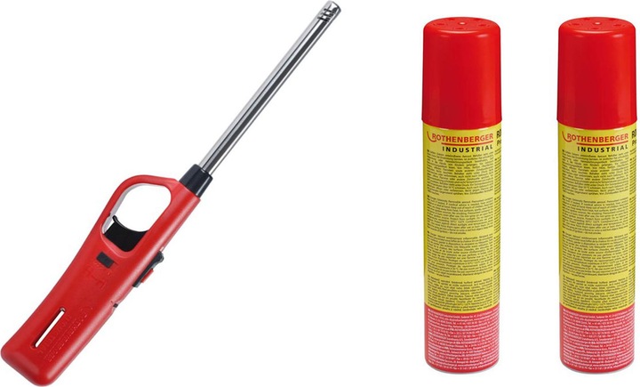 Rothenberger Industrial Gasanzünder Standard inkl. 2X Nachfüllgas 100 ml