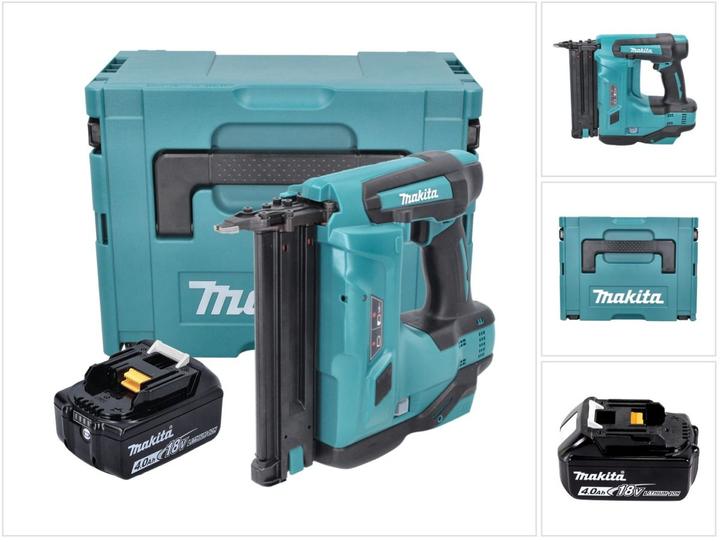 1x Makita MAKPAC, 1x universal insert, without charger, 1x BL 1840 B battery with 18 V 4 Ah, 1x Makita DBN 500 cordless upright nailer