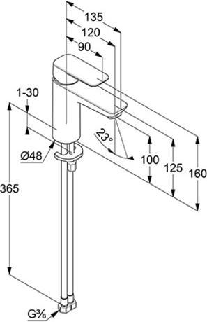 Produktbild Kludi PURE & STYLE Waschtisch Armatur 100 ohne Ablaufgarnitur chrom