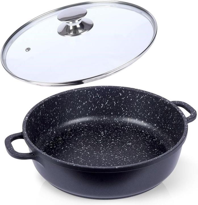 Orion GranitBratpfanne mit Glasdeckel28 cm (Padella per friggere, Alluminio, 28 x 14 cm)