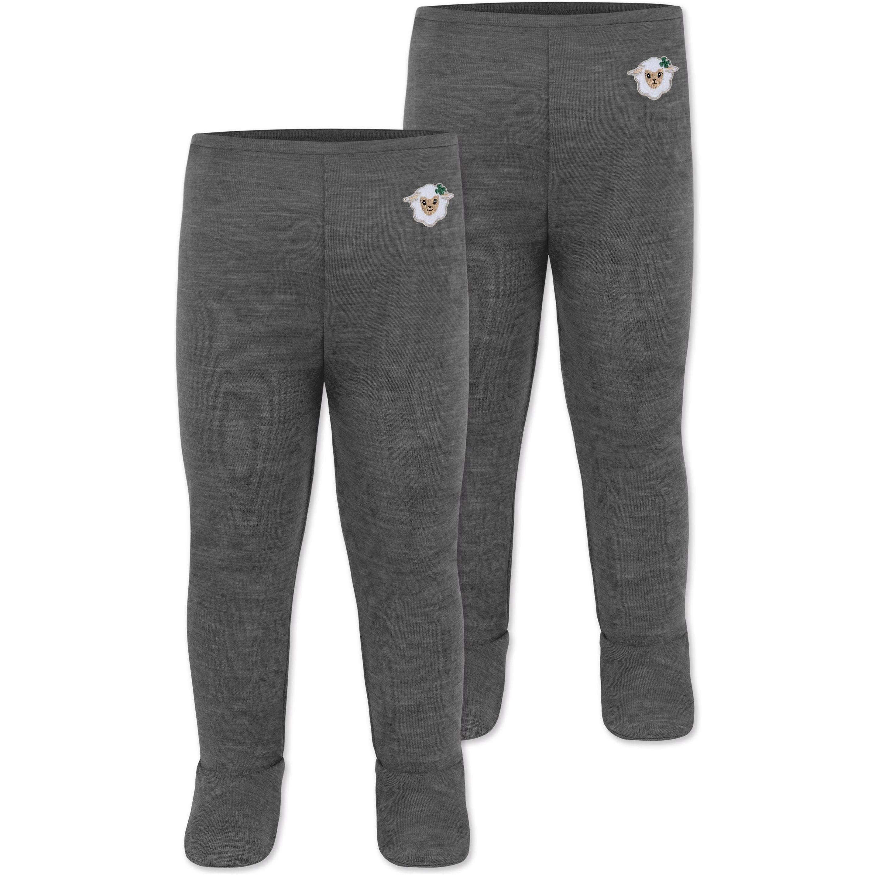 Normani, Herren, Hosen, 2er Pack Baby Merino Hose mit Füssen - 9537, Grau, (68)