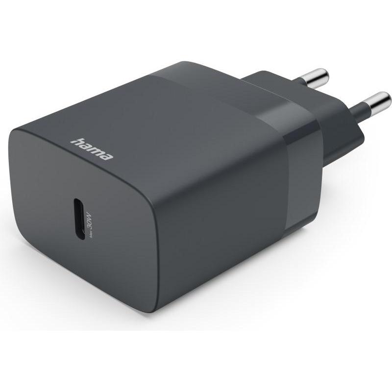 Hama Schnellladegerät, USB-C, Power Delivery (PD), 30 W, Anthrazit (30 W), USB Ladegerät, Grau