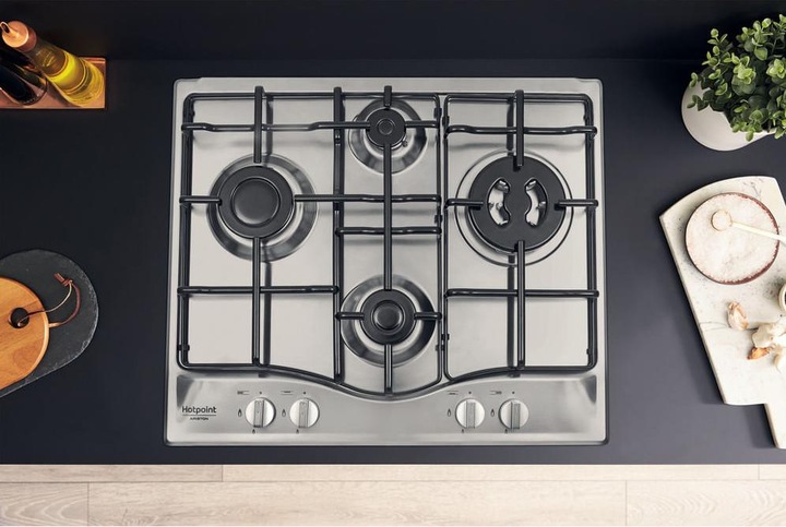 Immagine prodotto Hotpoint PCN 642 T/IX/HAR piano cottura Acciaio inossidabile Da incasso 60 cm Gas 4 Fornello(i)