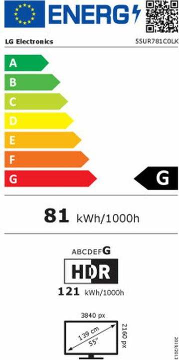 Energie-Label LG 55UR781C0LK (55", UR78, LED, 4K, 2023)