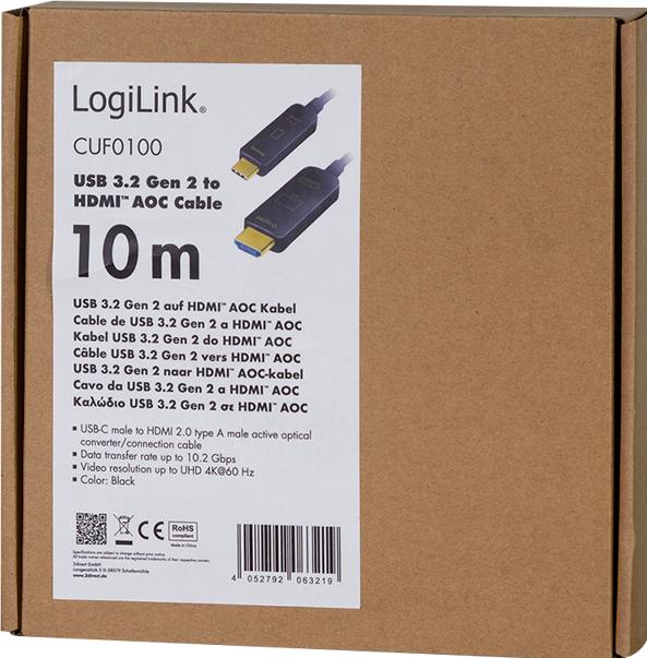 Immagine prodotto LogiLink cavo usb usb 3.2 usb-c a hdmi 10 m (10 m, HDMI, 2.0)