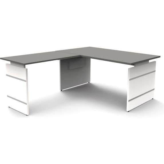 Kerkmann, Schreibtisch, Schreibtisch Form4 160 Wangen-Gestell 160x80x68-76cm / Anbau 100x60cm grafit