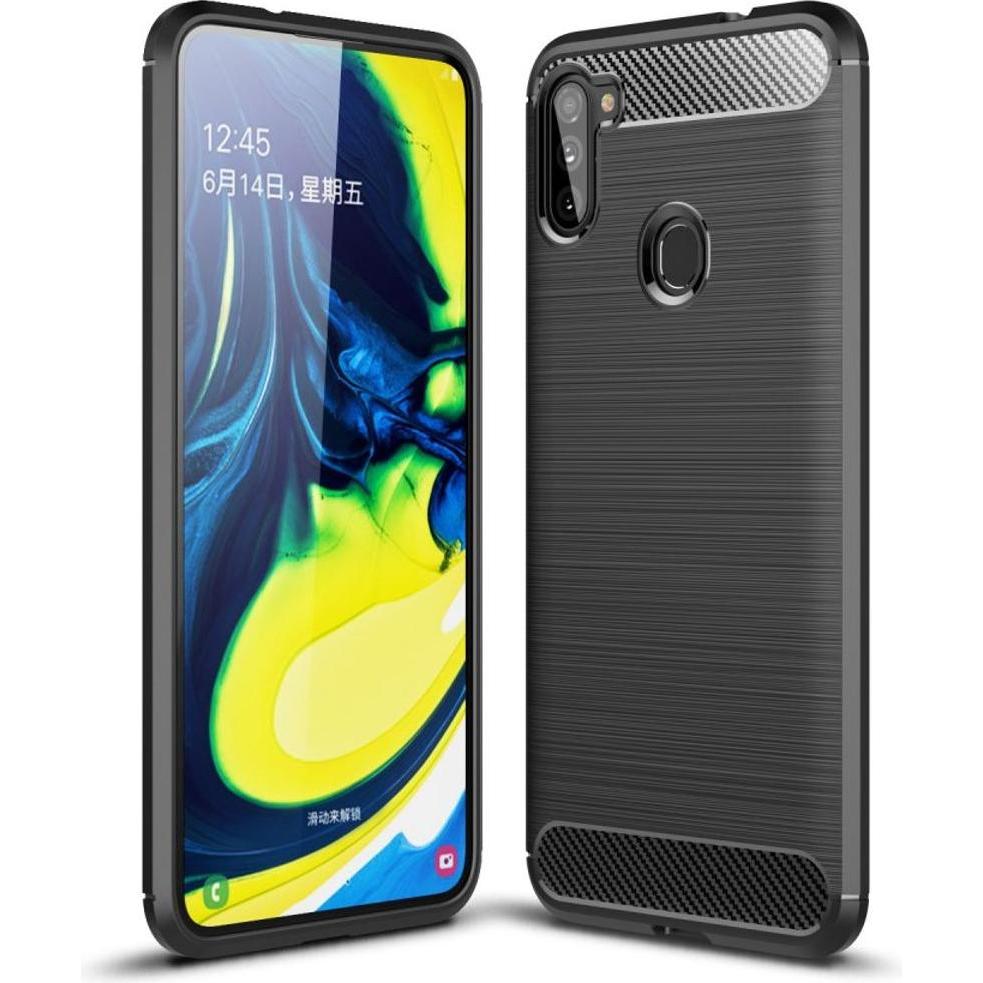König Design Hülle Handy Schutz für Samsung Galaxy A11 Case Cover Bumper Carbon Optik Grau (Samsung Galaxy A11), Smartph...