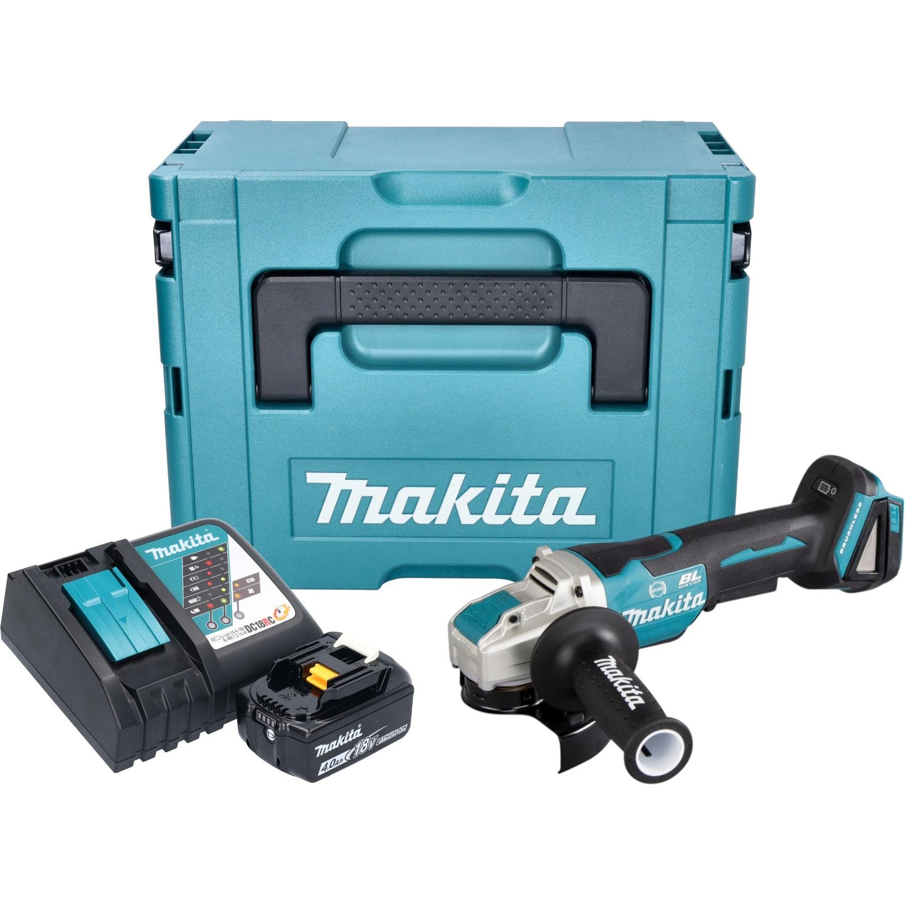 Makita, Smerigliatrice angolare, DGA 520 RM1JX1 Akku Winkelschleifer 18 V 125 mm X-LOCK Brushless + 1x Akku 4,0 Ah + (125 mm)