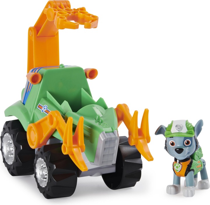 Productafbeelding Maki PAW Patrol Dino Rescue Luxe Rocky Pull-Up Voertuig met Verrassing Dinosaurus Figuur