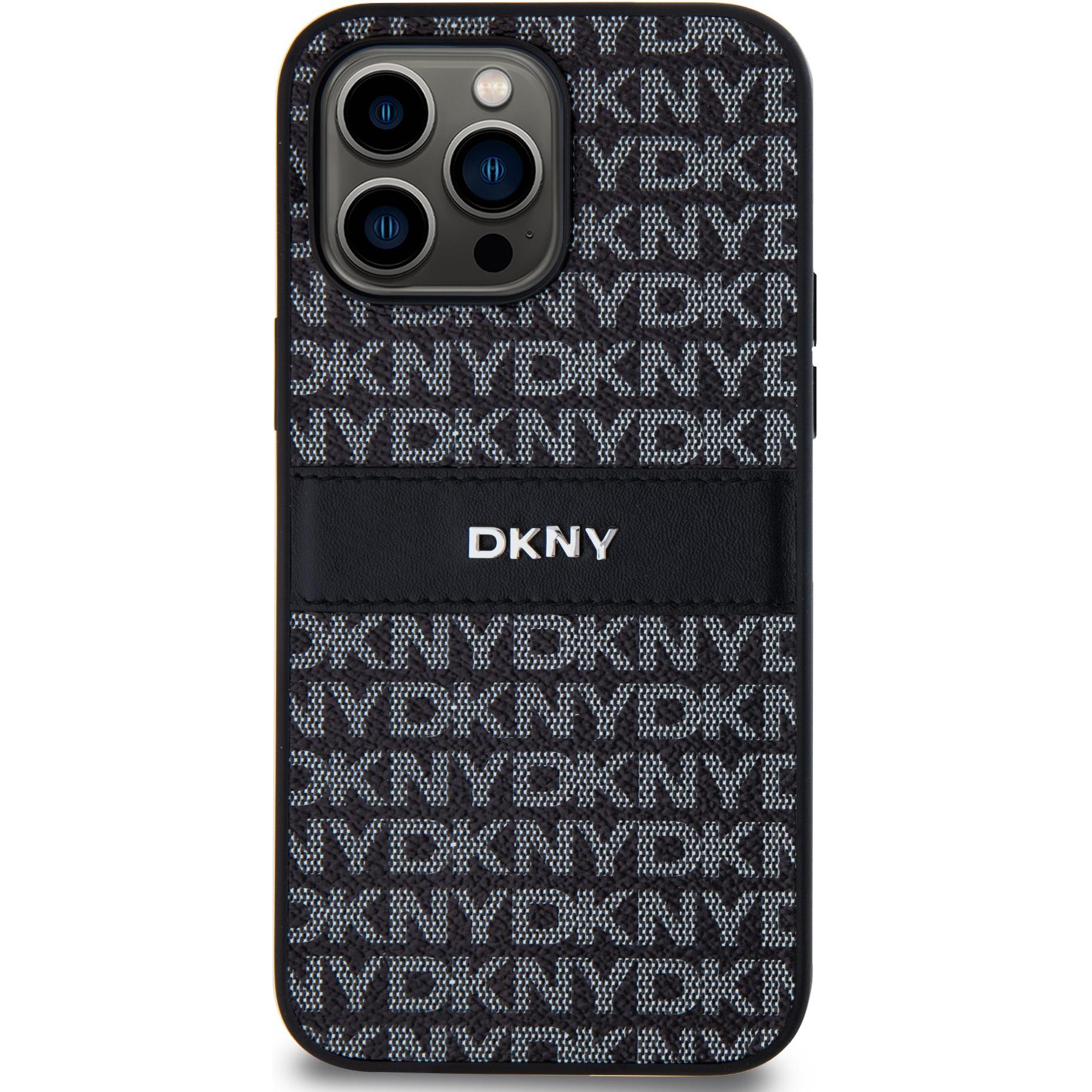 Thumbnail - DKNY DKHCP15XPRTHSLK iPhone 15 Pro Max 6.7" czarny/black hardcase Leather Mono Stripe & Metal Logo (Apple iPhone 15 Pro ...