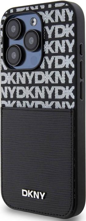 Actual product image DKNY PU Leather Repeat Pattern Card Pocket Case for iPhone 15 Pro Max Black (Apple iPhone 15 Pro Max)