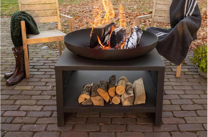 Actual product image Esschert Design Fire bowl with wood compartment, 80.5 x 80.5 x 63.2 cm (80.50 cm)