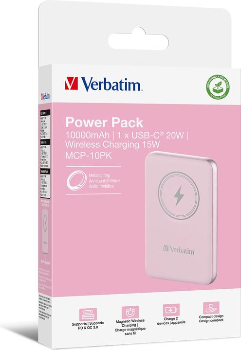Image du produit Verbatim Charge 'n' Go Magnetic Wireless Powerbank 10.000mAh rose (10000 mAh, 20 W, 37000 Wh)