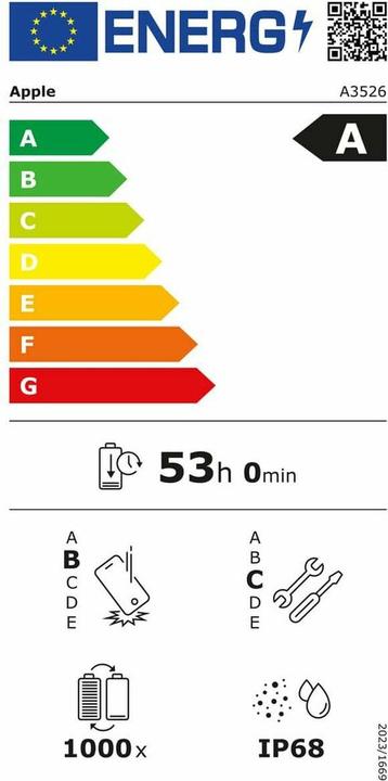 Energie-Label Apple iPhone 17 Pro Max 512GB - Orange (512 GB, Orange, 6.90", Dual SIM, 5G)