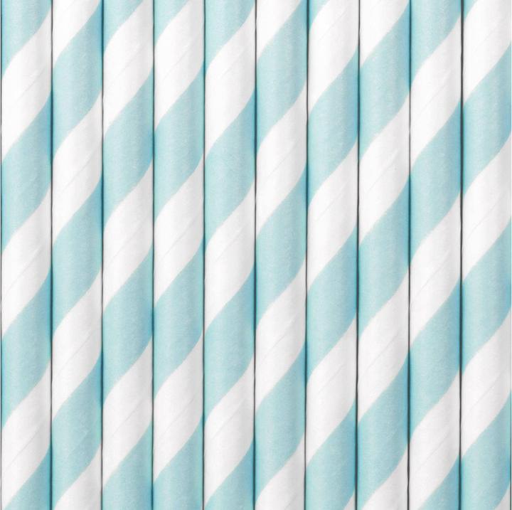 Produktbild Partydeco Gestreifte Strohhalme Babyblau (10 x)