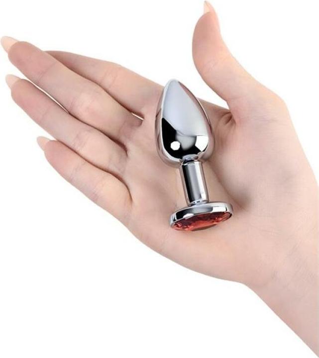 Actual product image Toyfa Silberner Analplug mit rotem Edelstein