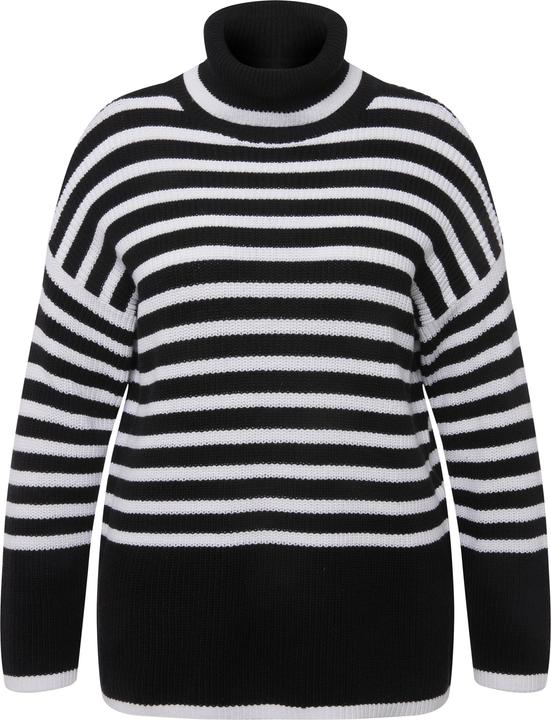 Immagine prodotto Ulla Popken Maglione in maglia a costine a righe con colletto a dolcevita e maniche lunghe (50, 52)