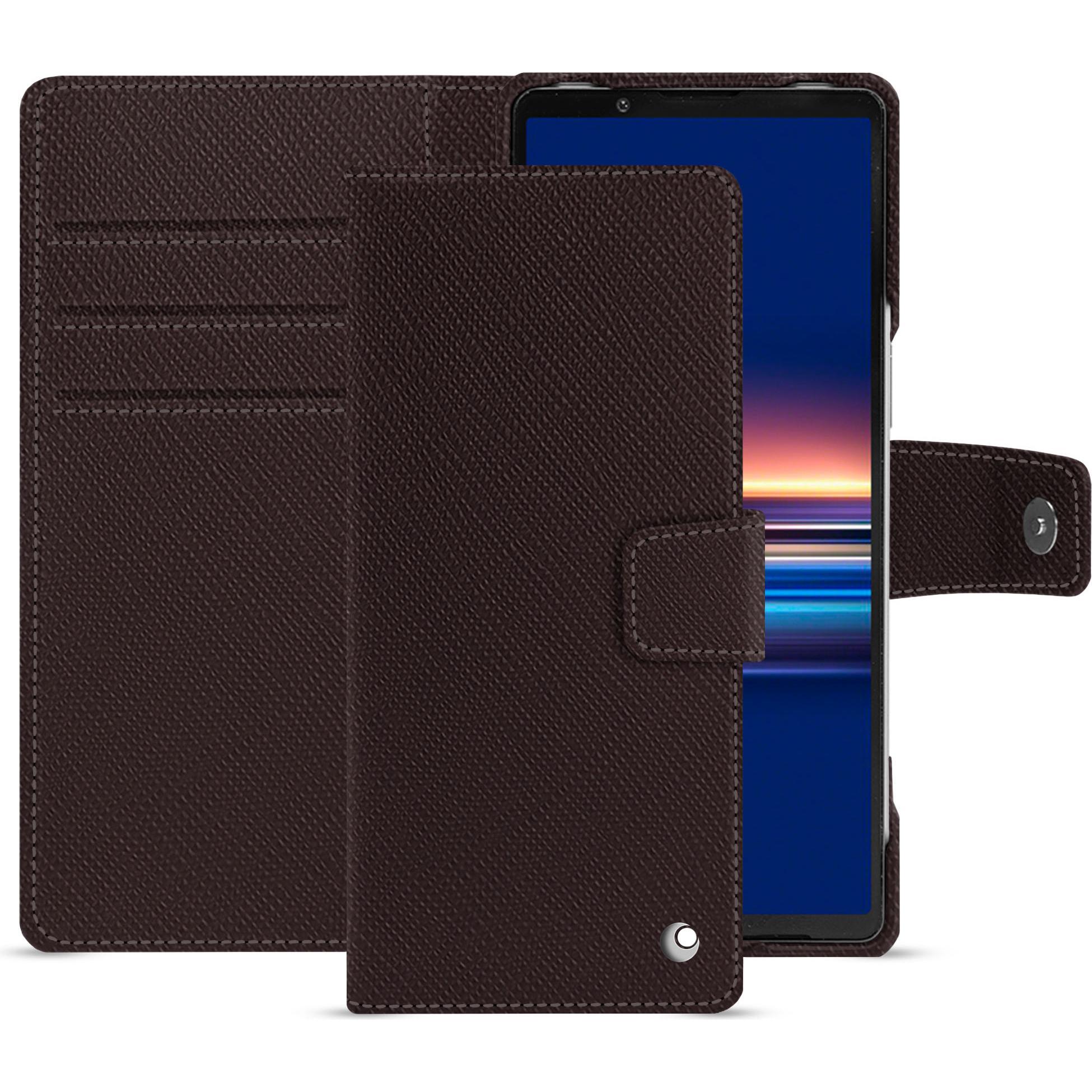 Noreve Lederschutzhülle Sony Xperia 5 V (Sony Xperia 5 V), Smartphone Hülle, Braun