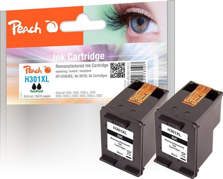 Produktbild Peach Tinte HP Nr. 301XL (CH563EE) 2x Black (BK)