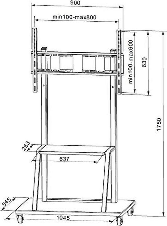 Produktbild Techly TV Wagen, Multifunktion, höhenverstellbar (100", 150 kg)