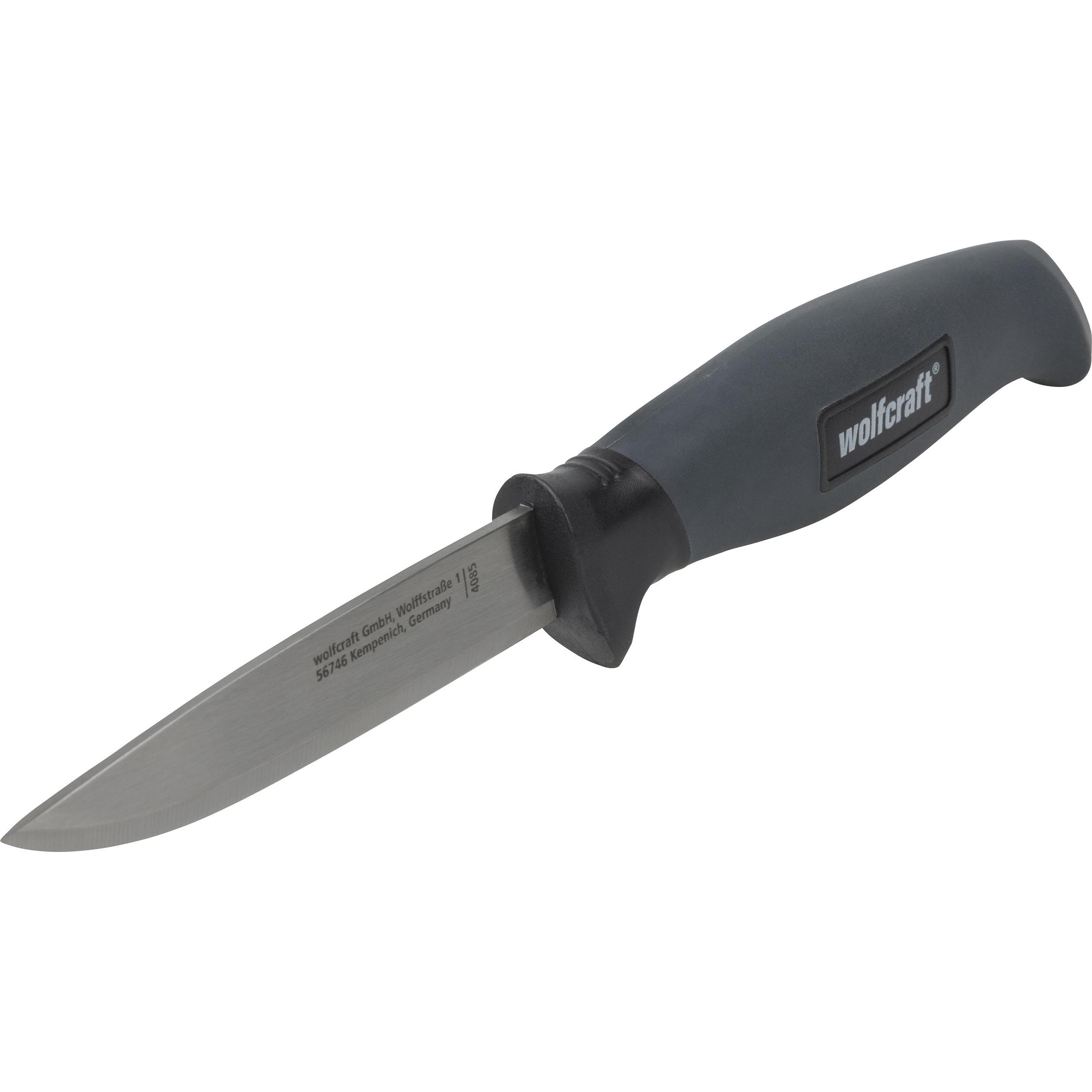wolfcraft, Mehrzweckmesser, Outdoormesser mit glatter Klinge und Köcher (9.50 cm)