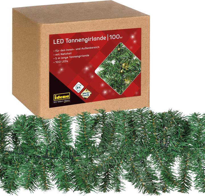 Productafbeelding Idena Dennenslinger 100 LED sprookjeslampjes groen 5,0 m (5 m)