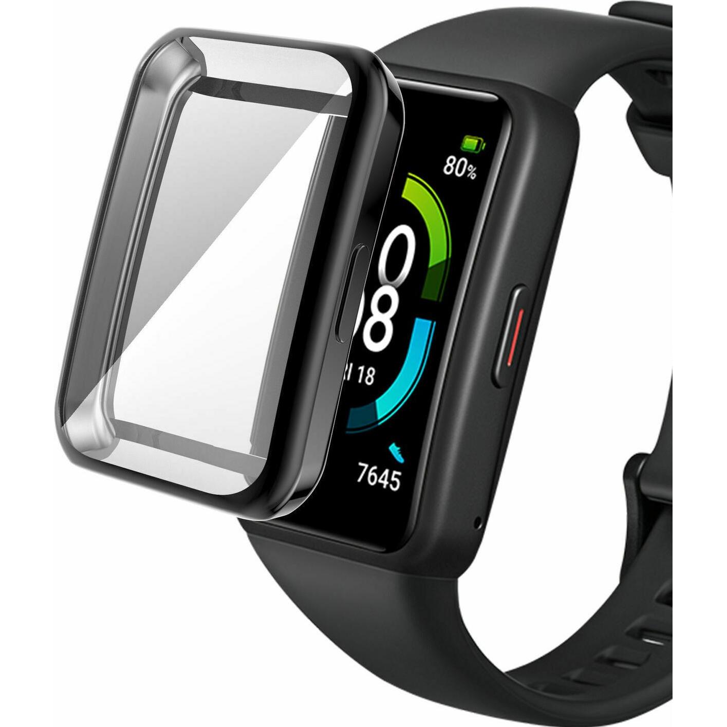 Strap-it Schutzhülle (Silikon, Huawei Band 6), Uhrenarmband, Schwarz