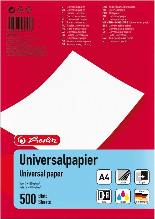 Immagine prodotto Herlitz Carta per stampante (80 g/m², 500 x, A4)