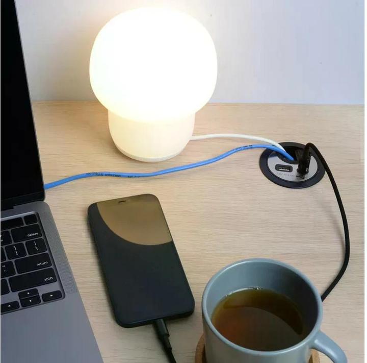 Actual product image Max Hauri Office Line cable feed-through with USB/A and USB/C charger