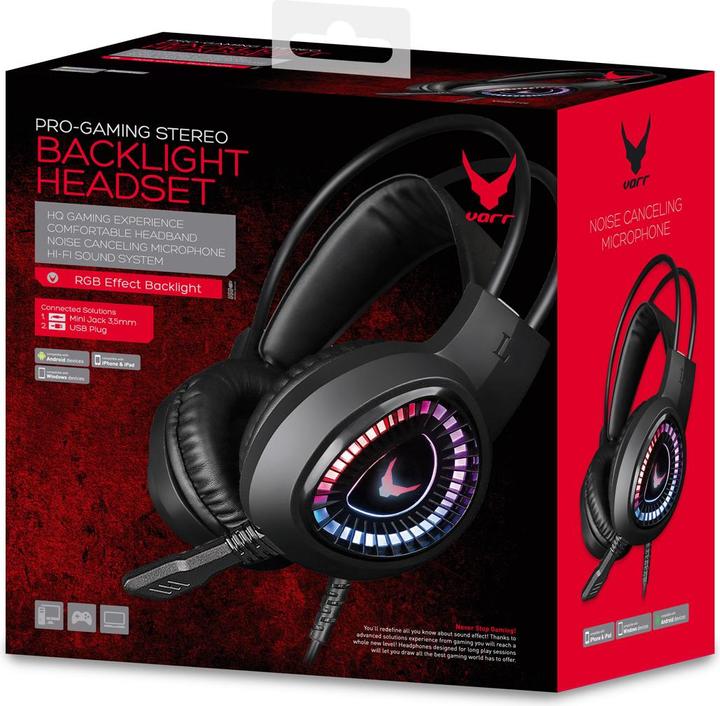 Produktbild Varr VH8010 Lite ausinės, juodos (VH8010L) (Kabelgebunden)