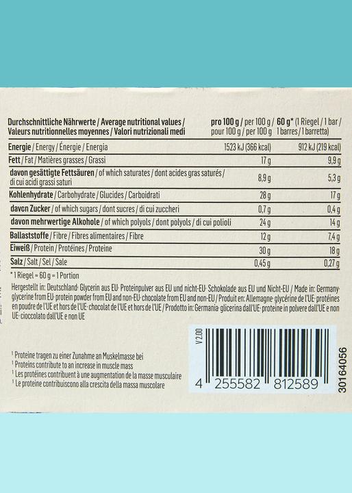 Nährwerte und Zutaten KoRo Crispy Protein Bar (60 g, 12 Stk.)