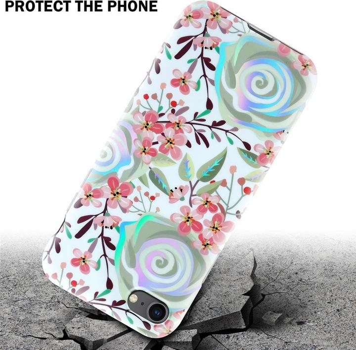 Produktbild Cadorabo IMD TPU Bunte Blumen & Blätter Cover (Apple iPhone 7, Apple iPhone SE (2nd Gen))