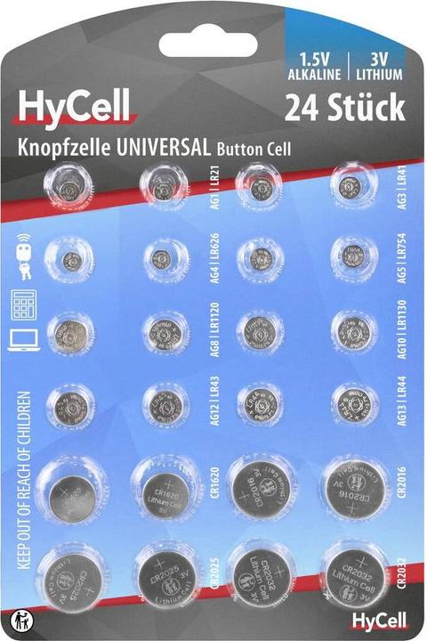 Produktbild HyCell Alkaline Lithium Set (24 Stk., A76 / LR44 / AG13 / L1154 / LR1154 / 157)