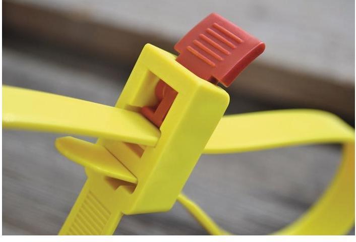 Productafbeelding HellermannTyton Kabelbinder SpeedyTie® (L x B) 750 mm x 13 mm SPEEDYTIE-PA66-YE-V1 Kleur: Geel, Rood 5 stuks. (Plastic kabelbinders, 750 mm, 5 Pcs.)