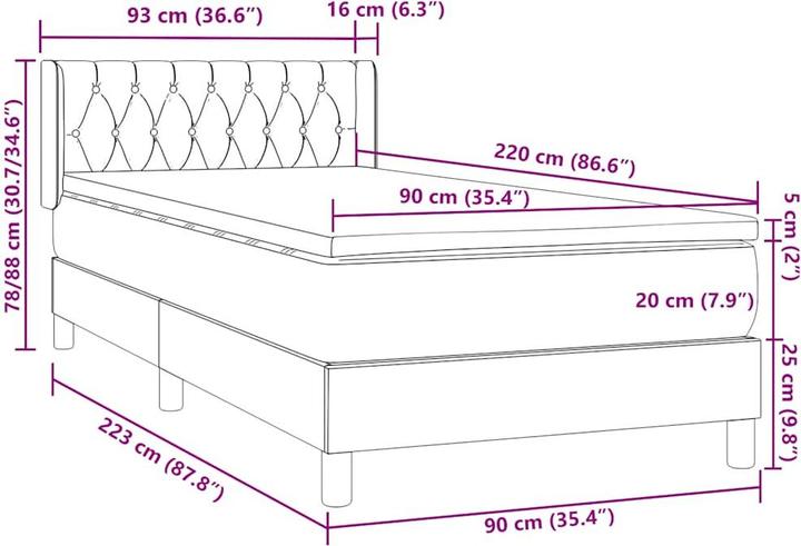 Image du produit vidaXL Boxspringbett (90 x 220 cm)