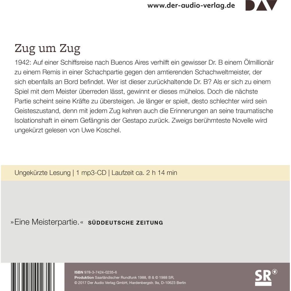 Thumbnail - Schachnovelle, Hörbücher von Stefan Zweig, Uwe Koschel