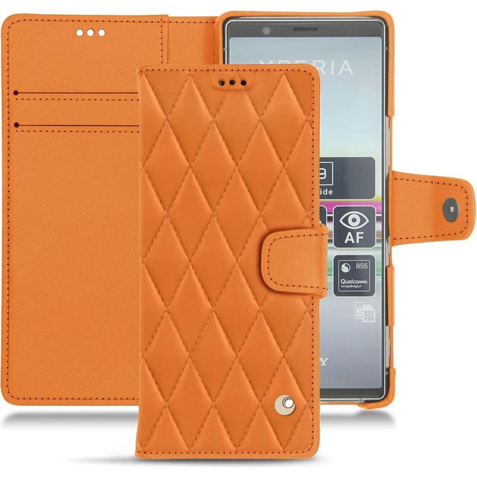 Noreve Lederschutzhülle Wallet (Sony Xperia 5), Smartphone Hülle, Orange