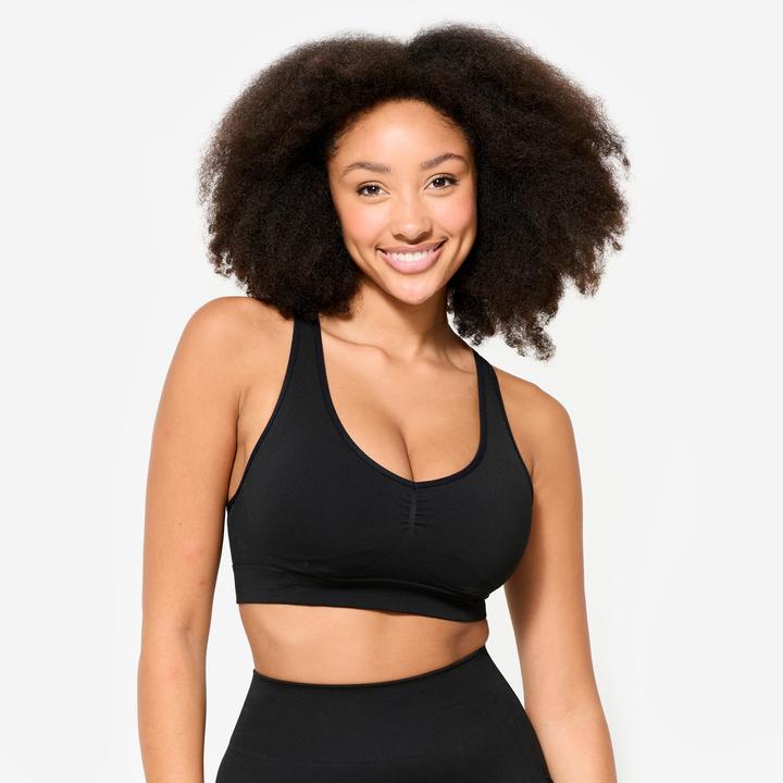 Immagine prodotto Decathlon Reggiseno sportivo da donna con supporto leggero e spalline incrociate - nero (S)