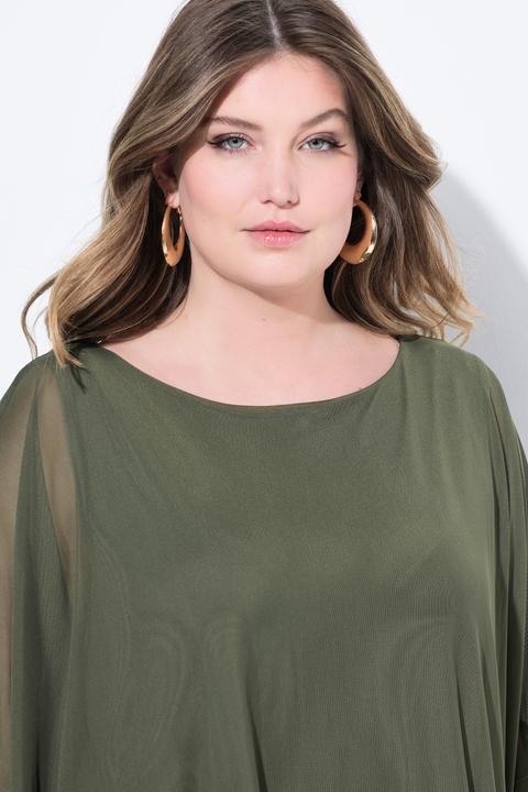 Immagine prodotto Miamoda Blusa dal taglio oversize in mesh con brillantini e top di jersey (46, 48)