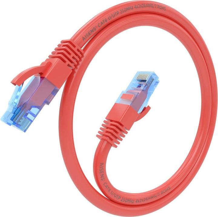 Produktbild Aisens CABLE RED LATIGUILLO RJ45 CAT.6 UTP AWG26 CCA ROJO 25CM (U/UTP, CAT6, 0.25 m)