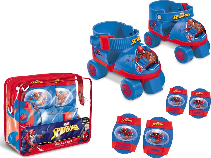 Actual product image Mondo Spiderman roller skates with protection set, size 22-29 (22, 23, 24, 25, 26, 27, 28, 29)