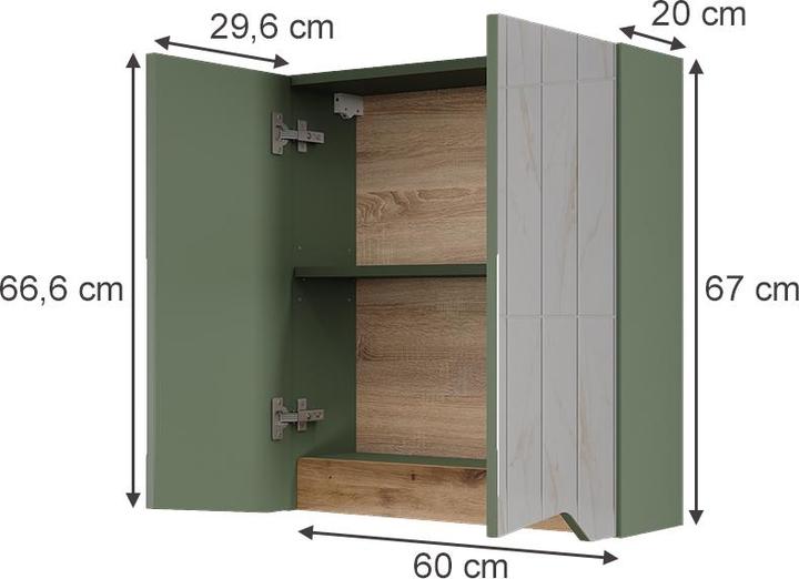 Produktbild Vichy Spiegelschrank Marelle, Grün/Artisan, 60 x 67 cm mit höhenverstellbarem Einlegeboden