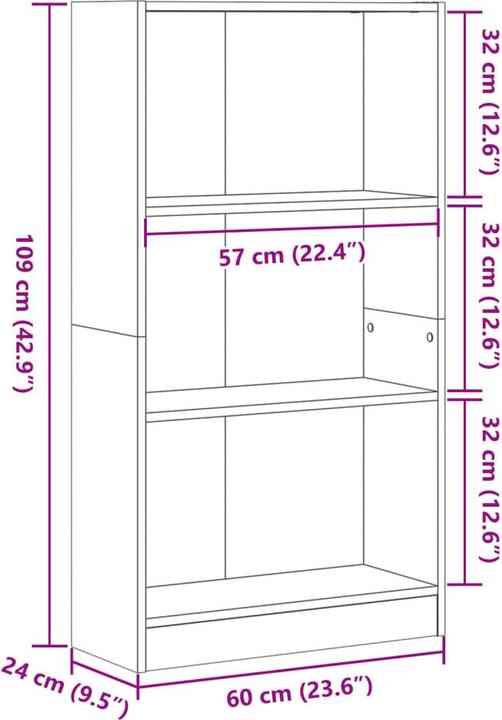 Nährwerte und Zutaten vidaXL Claiborn (60 x 24 x 109 cm)